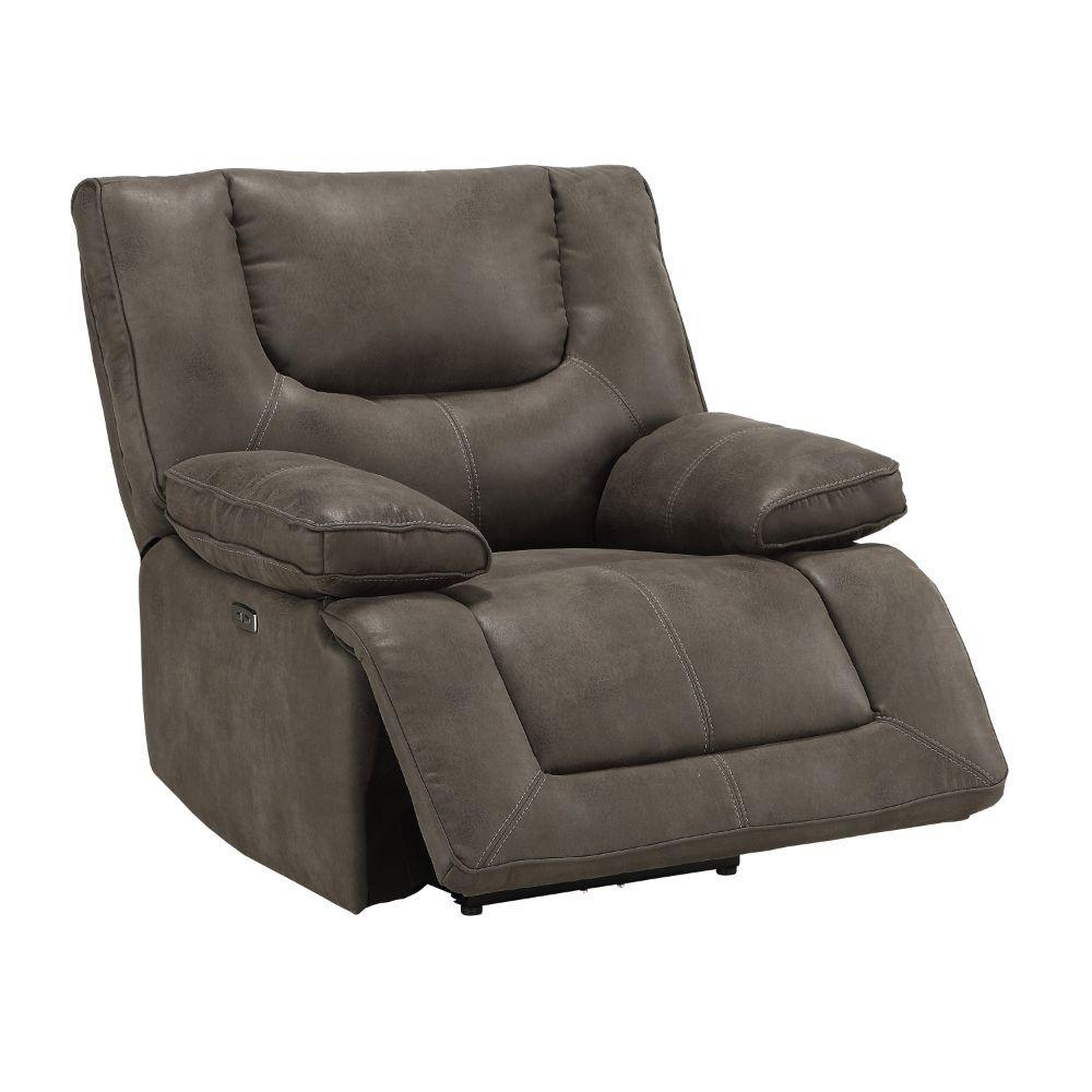 ACME - Harumi - Recliner - Gray Leather-Aire - 5th Avenue Furniture