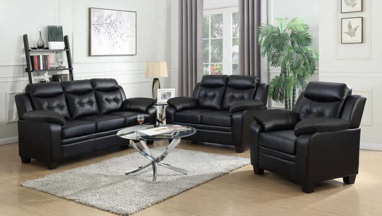 CoasterEveryday - Finley - Tufted Upholstered Loveseat - Black - 5th Avenue Furniture