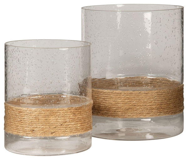 Ashley Furniture - Eudocia - Clear - Candle Holder Set (Set of 2) - 5th Avenue Furniture
