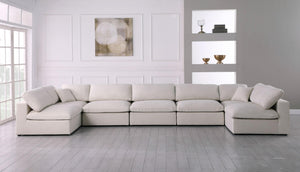 Meridian Furniture - Plush - Velvet Standart Comfort Modular Sectional 7 Piece - Cream - 5th Avenue Furniture