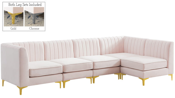 Meridian Furniture - Alina - Modular Sectional 5 Piece - Pink - Fabric - 5th Avenue Furniture