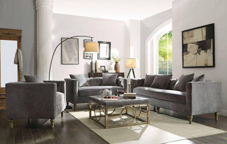 ACME - Sidonia - Sofa - Gray Velvet - 5th Avenue Furniture