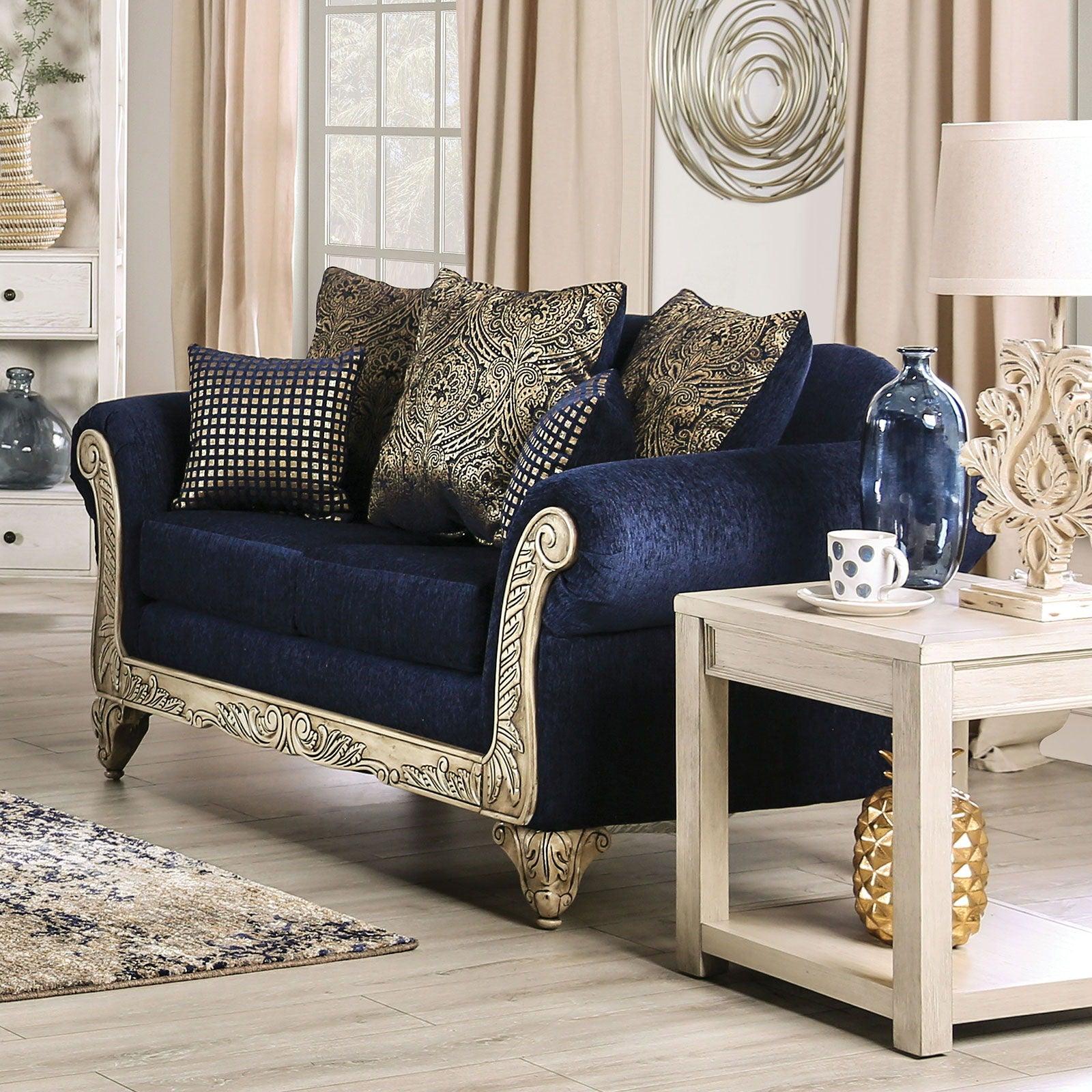 Furniture of America - Marinella - Loveseat - Royal Blue - 5th Avenue Furniture