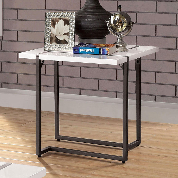 Furniture of America - Izar - End Table - White / Gun Metal - 5th Avenue Furniture