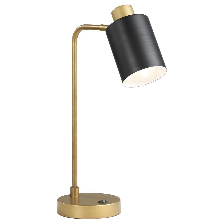 CoasterEssence - Cherise - Adjustable Shade Table Lamp - Antique Brass And Matte Black - 5th Avenue Furniture