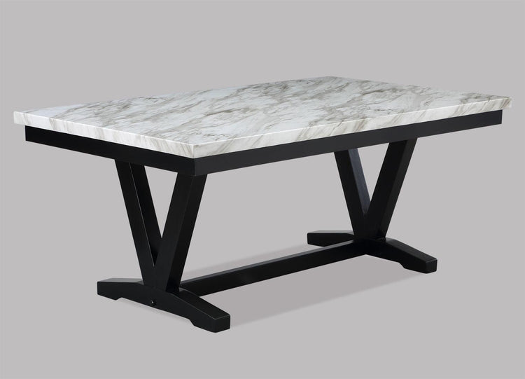 Crown Mark - Tanner - Dining Table - Faux Carrara - White - 5th Avenue Furniture