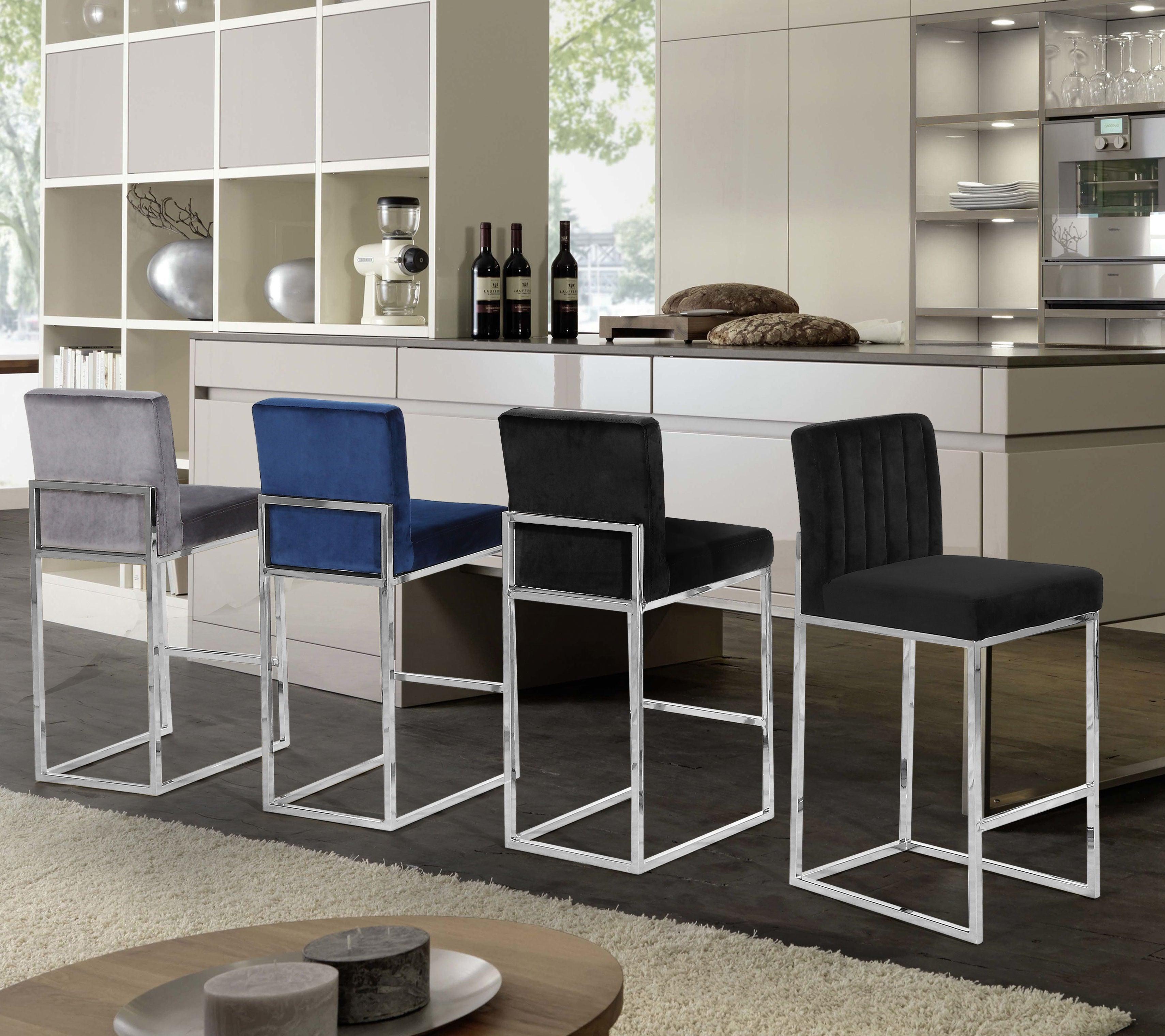 Meridian Furniture - Giselle - Stool with Chrome Legs - 5th Avenue Furniture