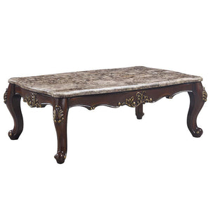 ACME - Ragnar - Coffee Table - Marble Top & Cherry Finish - 5th Avenue Furniture