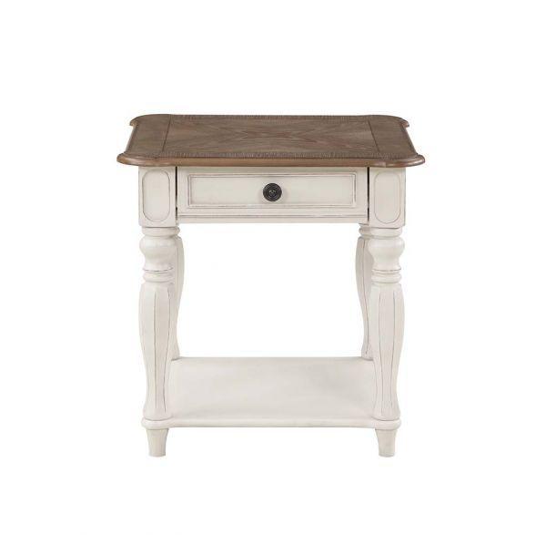 ACME - Florian - End Table - Oak & Antique White Finish - 5th Avenue Furniture