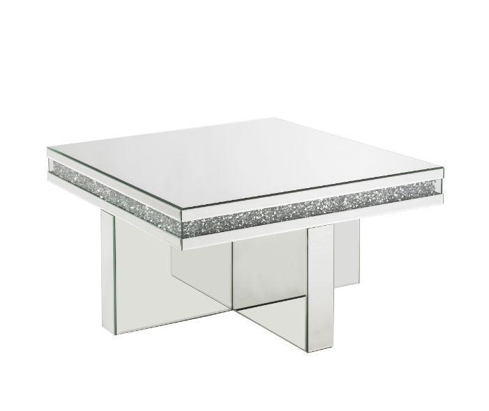 ACME - Noralie - Coffee Table - Mirrored & Faux Diamonds - Wood - 18" - 5th Avenue Furniture