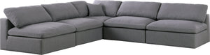 Meridian Furniture - Serene - Linen Textured Fabric Deluxe Comfort 5 Piece Modular Sectional - Grey - 5th Avenue Furniture