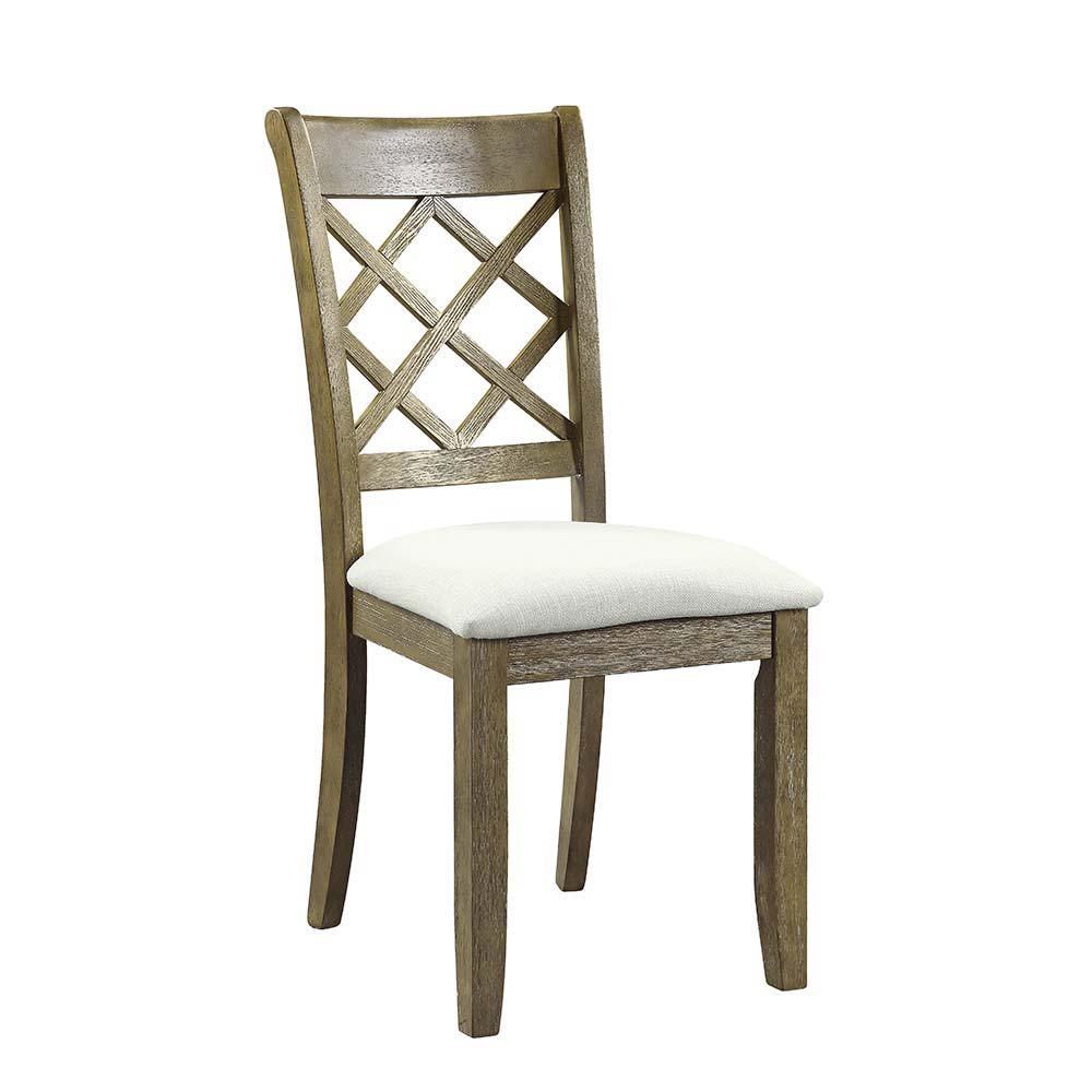 ACME - Karsen - Side Chair (Set of 2) - Beige Linen & Rustic Oak Finish - 5th Avenue Furniture