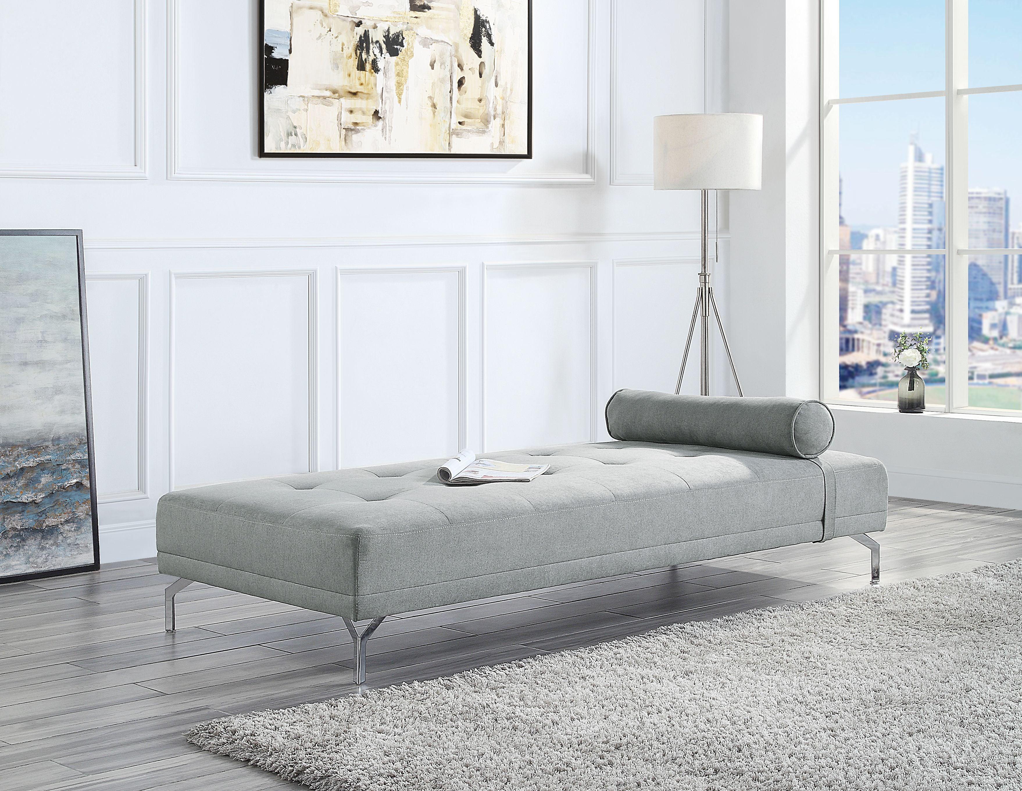 ACME - Quenti - Futon - Gray Melange Velvet - 5th Avenue Furniture