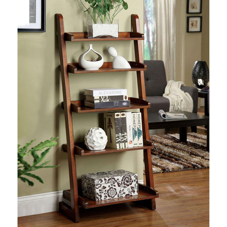 Furniture of America - Lugo - Ladder Shelf - Antique Oak - 5th Avenue Furniture