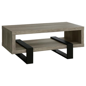 CoasterEssence - Dinard - Coffee Table With Shelf - Gray Driftwood - 5th Avenue Furniture