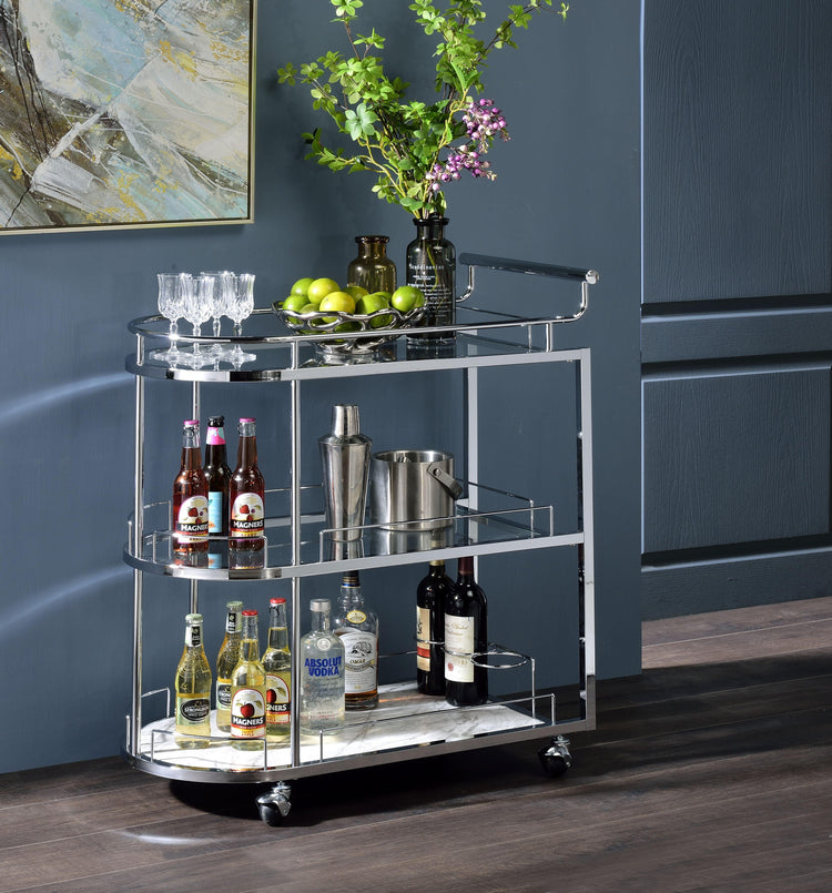 ACME - Inyo - Serving Cart - Clear Glass & Chrome Finish - 5th Avenue Furniture