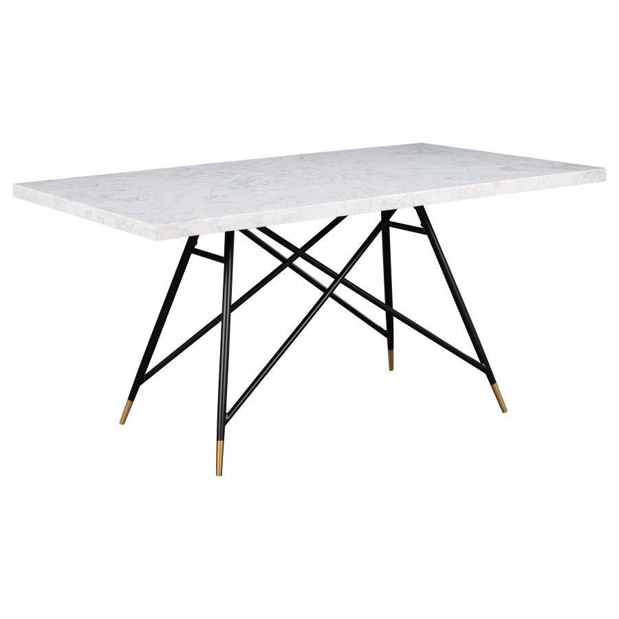 Coaster Fine Furniture - Gabrielle - Rectangular Marble Top Dining Table - White And Black - 5th Avenue Furniture