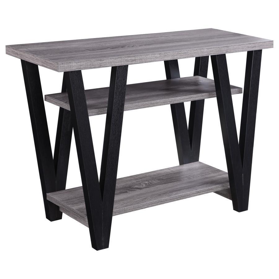 CoasterEveryday - Stevens - V-Shaped Sofa Table - Black And Antique Gray - 5th Avenue Furniture