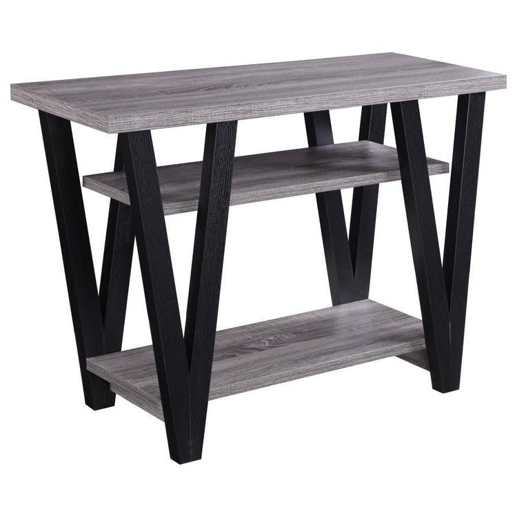 CoasterEveryday - Stevens - V-Shaped Sofa Table - Black And Antique Gray - 5th Avenue Furniture
