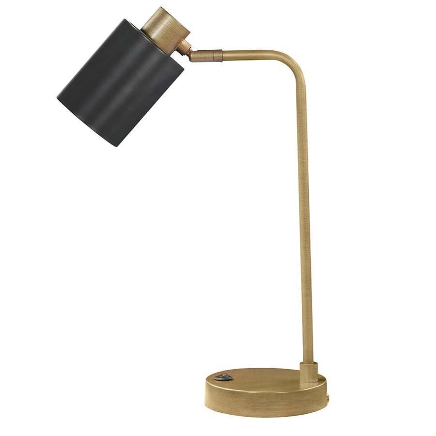 CoasterEssence - Cherise - Adjustable Shade Table Lamp - Antique Brass And Matte Black - 5th Avenue Furniture