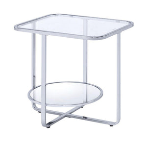 ACME - Hollo - End Table - Chrome & Glass - 5th Avenue Furniture