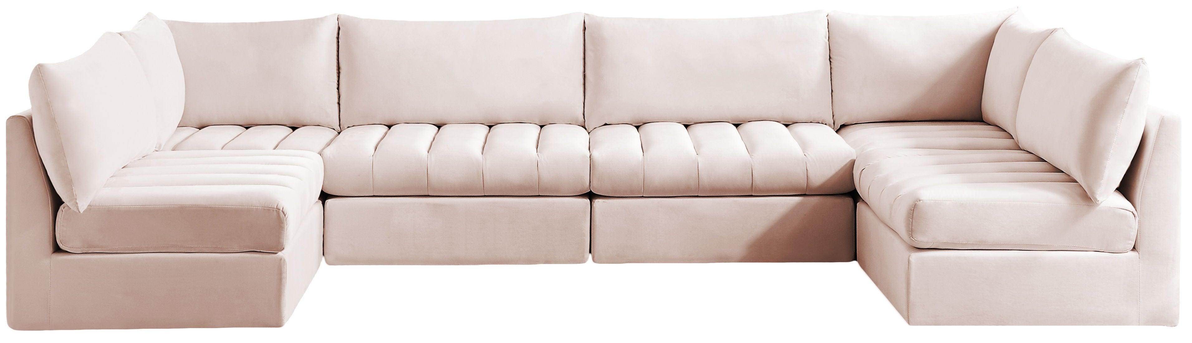 Meridian Furniture - Jacob - Modular Sectional 6 Piece - Pink - 5th Avenue Furniture