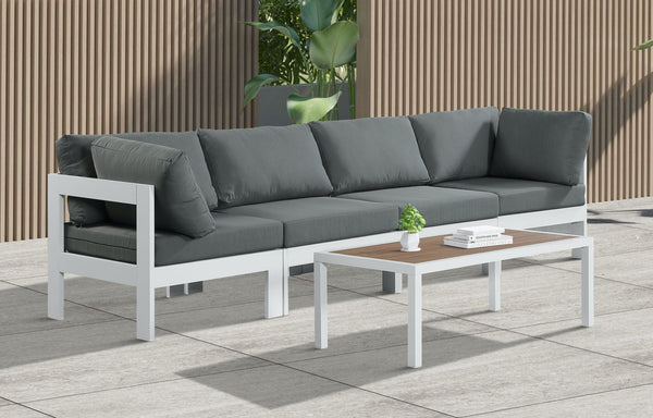 Meridian Furniture - Nizuc - Outdoor Patio Modular Sofa - Grey - Metal - Modern & Contemporary - 5th Avenue Furniture