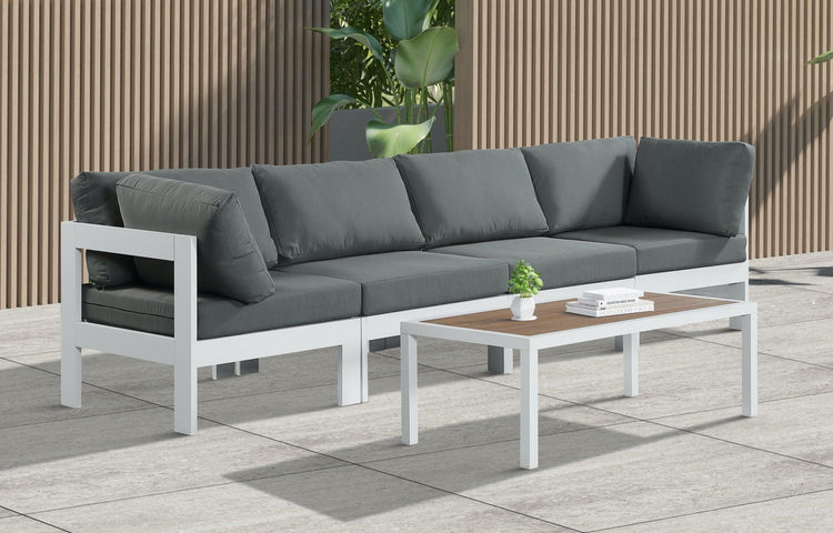 Meridian Furniture - Nizuc - Outdoor Patio Modular Sofa - Grey - Metal - Modern & Contemporary - 5th Avenue Furniture