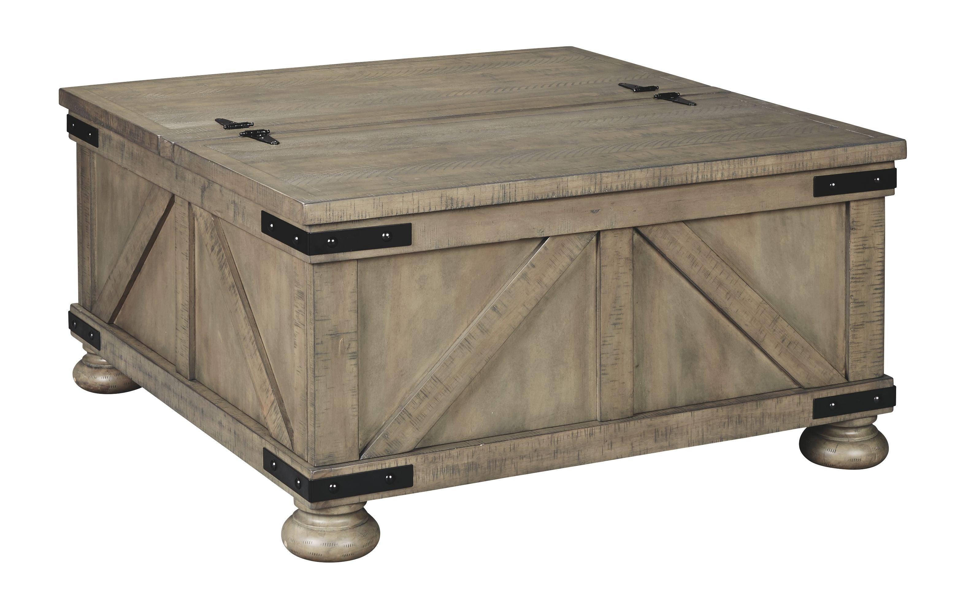 Ashley Furniture - Aldwin - Gray - Cocktail Table With Storage - Square - 5th Avenue Furniture