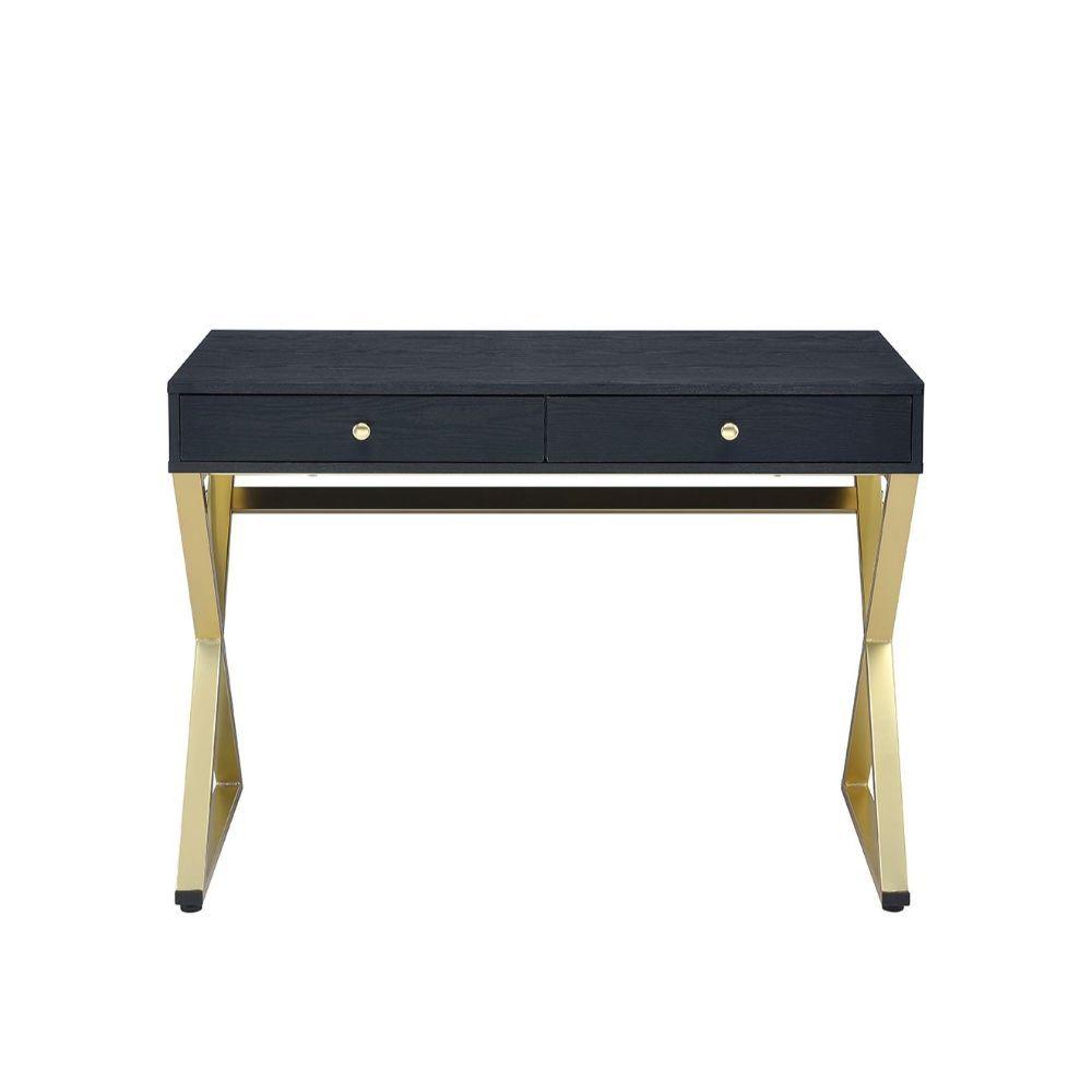 ACME - Coleen - Desk - Black & Brass - 5th Avenue Furniture