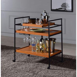 ACME - Oaken - Serving Cart - Honey Oak & Black - 5th Avenue Furniture