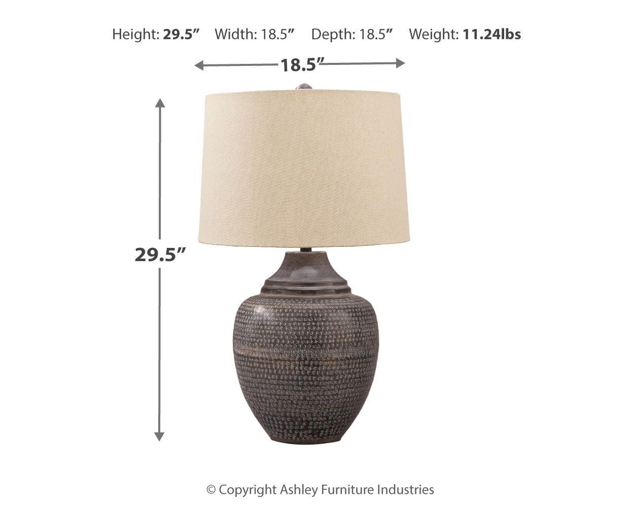 Ashley Furniture - Olinger - Brown - Metal Table Lamp - 5th Avenue Furniture