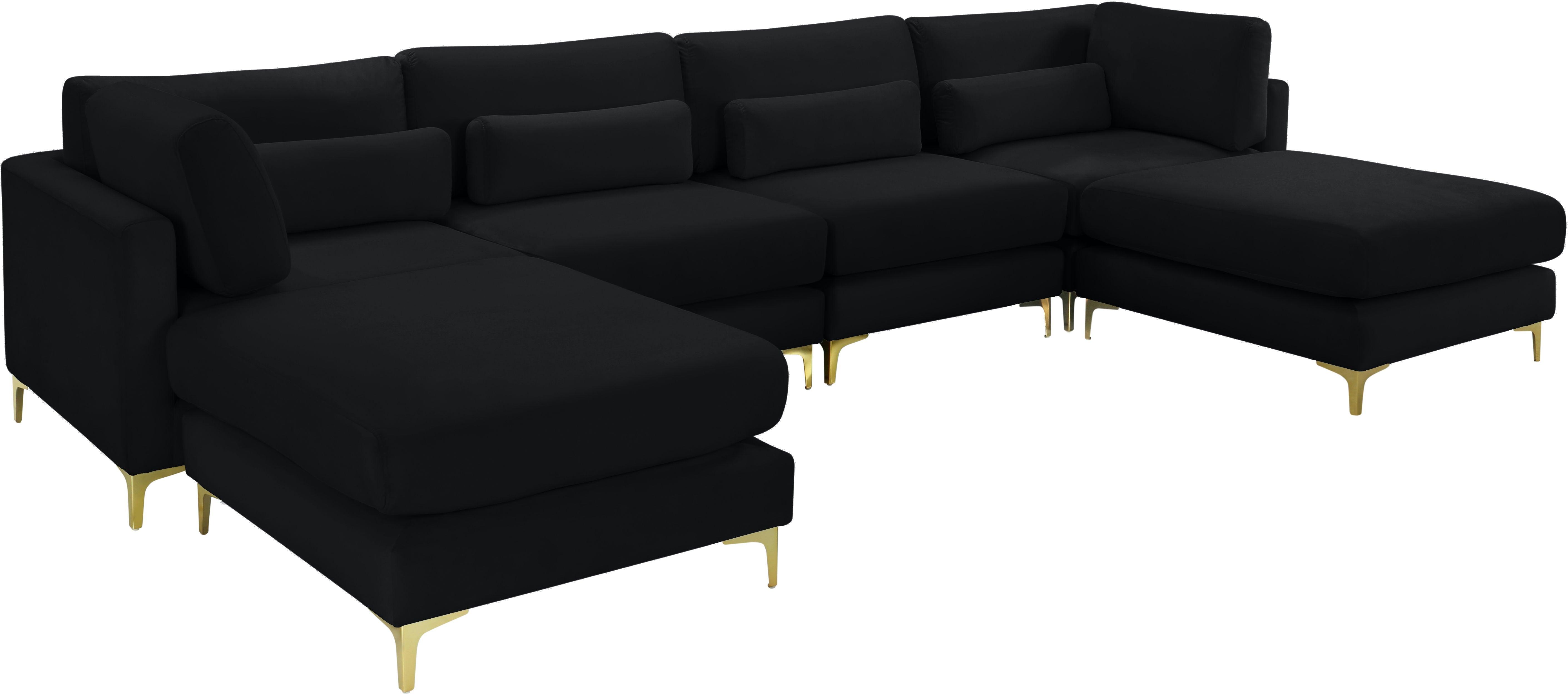 Meridian Furniture - Julia - Modular Sectional 6 Piece - Fabric - Black - 5th Avenue Furniture