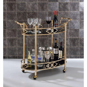 ACME - Ottesen - Serving Cart - Gold & Black Glass - 5th Avenue Furniture