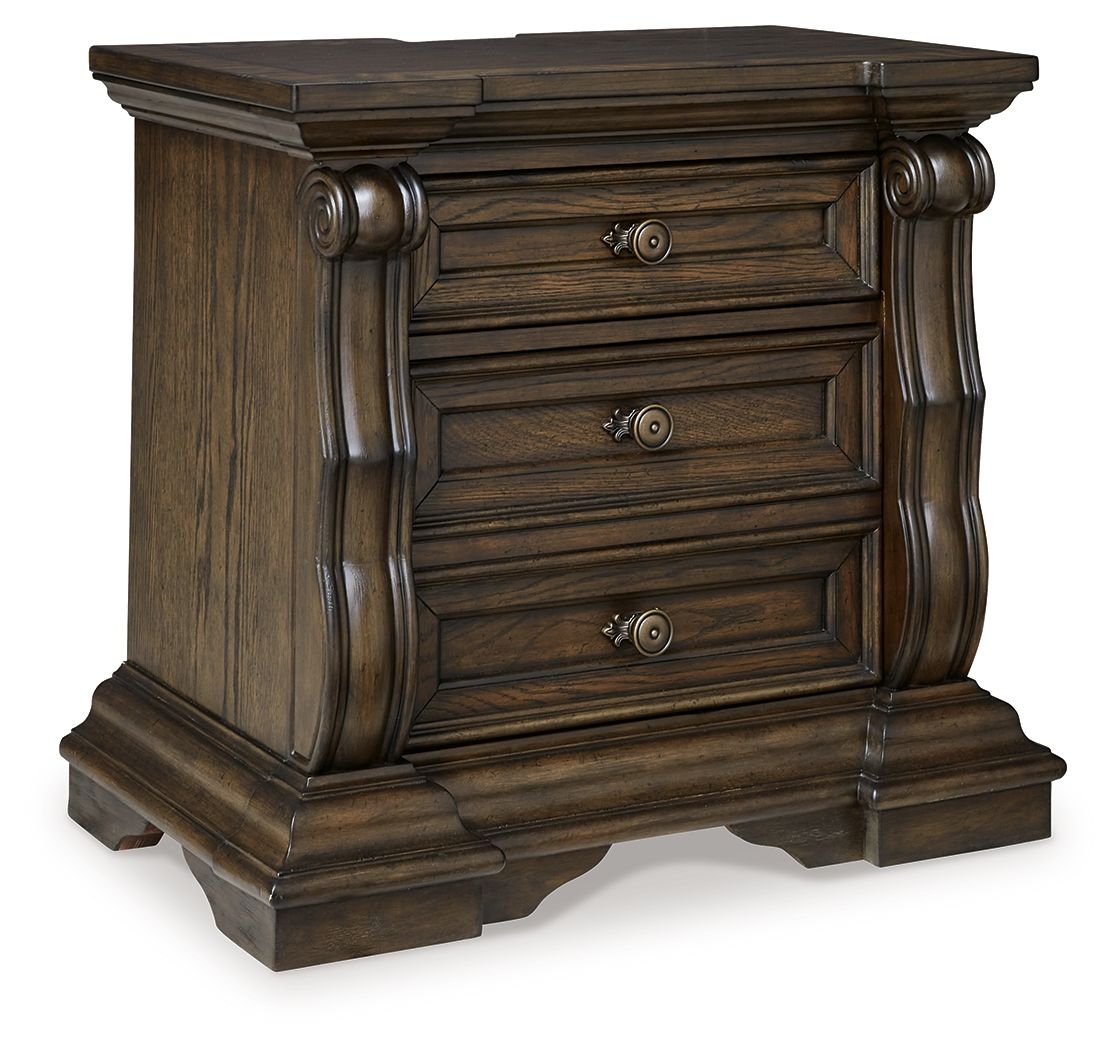 Maylee - Dark Brown - Three Drawer Night Stand - 5th Avenue Furniture