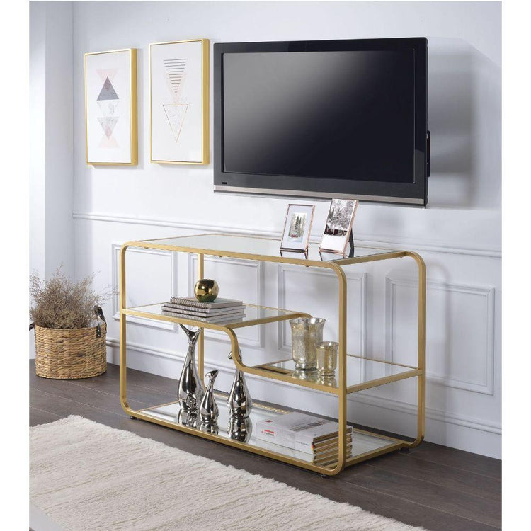 ACME - Astrid - TV Stand - Gold & Mirror - 5th Avenue Furniture