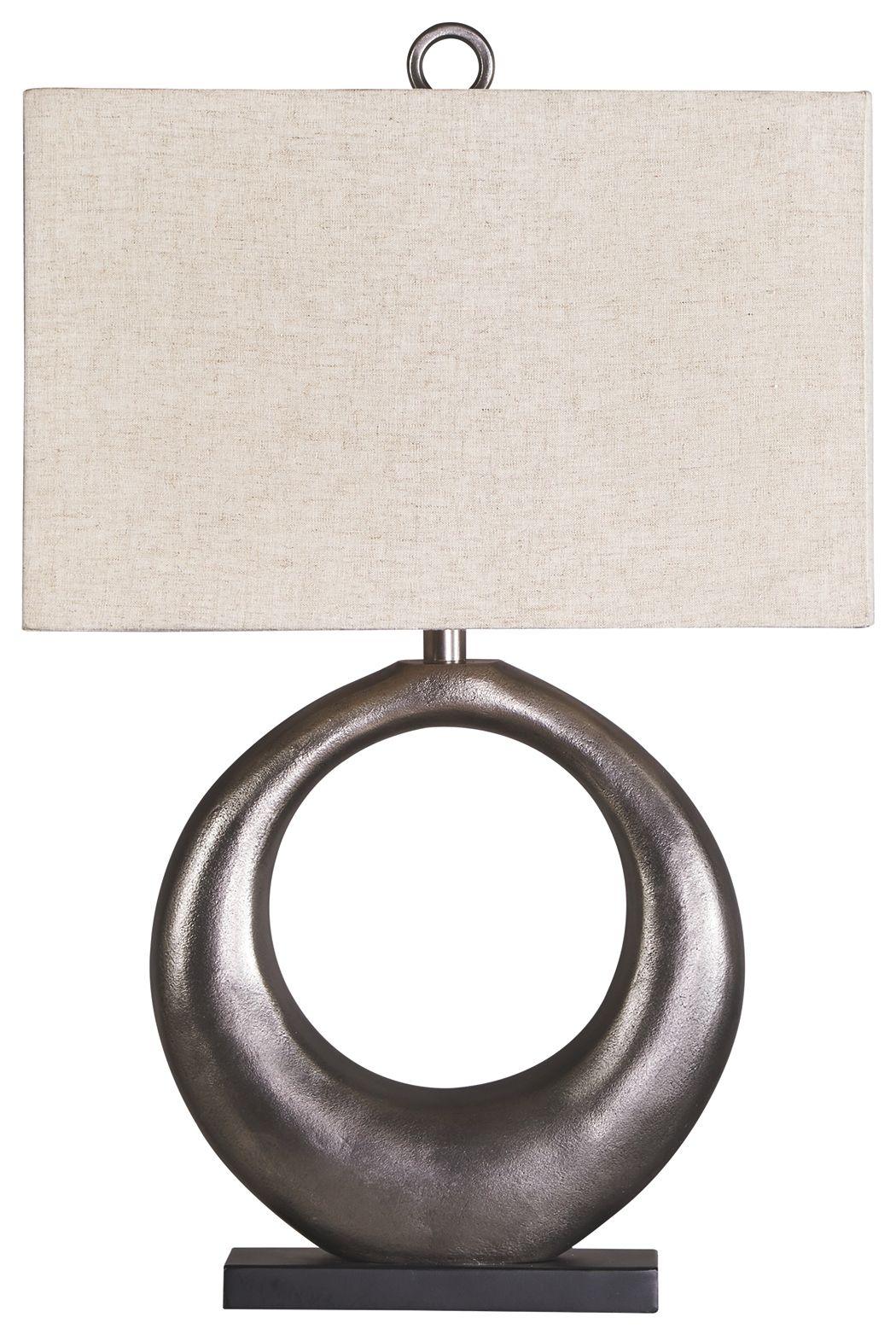 Ashley Furniture - Saria - Antique Silver Finish - Metal Table Lamp - 5th Avenue Furniture