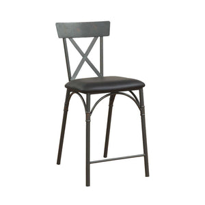 ACME - Itzel - Counter Height Chair (Set of 2) - Black PU & Sandy Gray - 5th Avenue Furniture