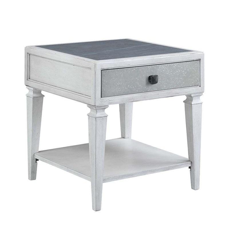 ACME - Katia - End Table - Rustic Gray & Weathered White Finish - 5th Avenue Furniture