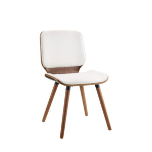 ACME - Nemesia - Accent Chair - White PU & Walnut - 5th Avenue Furniture