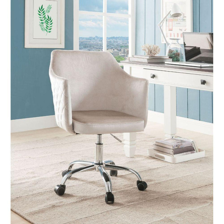 ACME - Cosgair - Office Chair - Champagne Velvet & Chrome - 5th Avenue Furniture