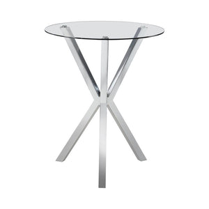 CoasterEssence - Denali - Round Glass Top Bar Table - Chrome - 5th Avenue Furniture