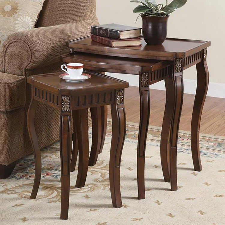 CoasterElevations - Daphne - 3 Piece Curved Leg Nesting Tables WArm - Brown - 5th Avenue Furniture