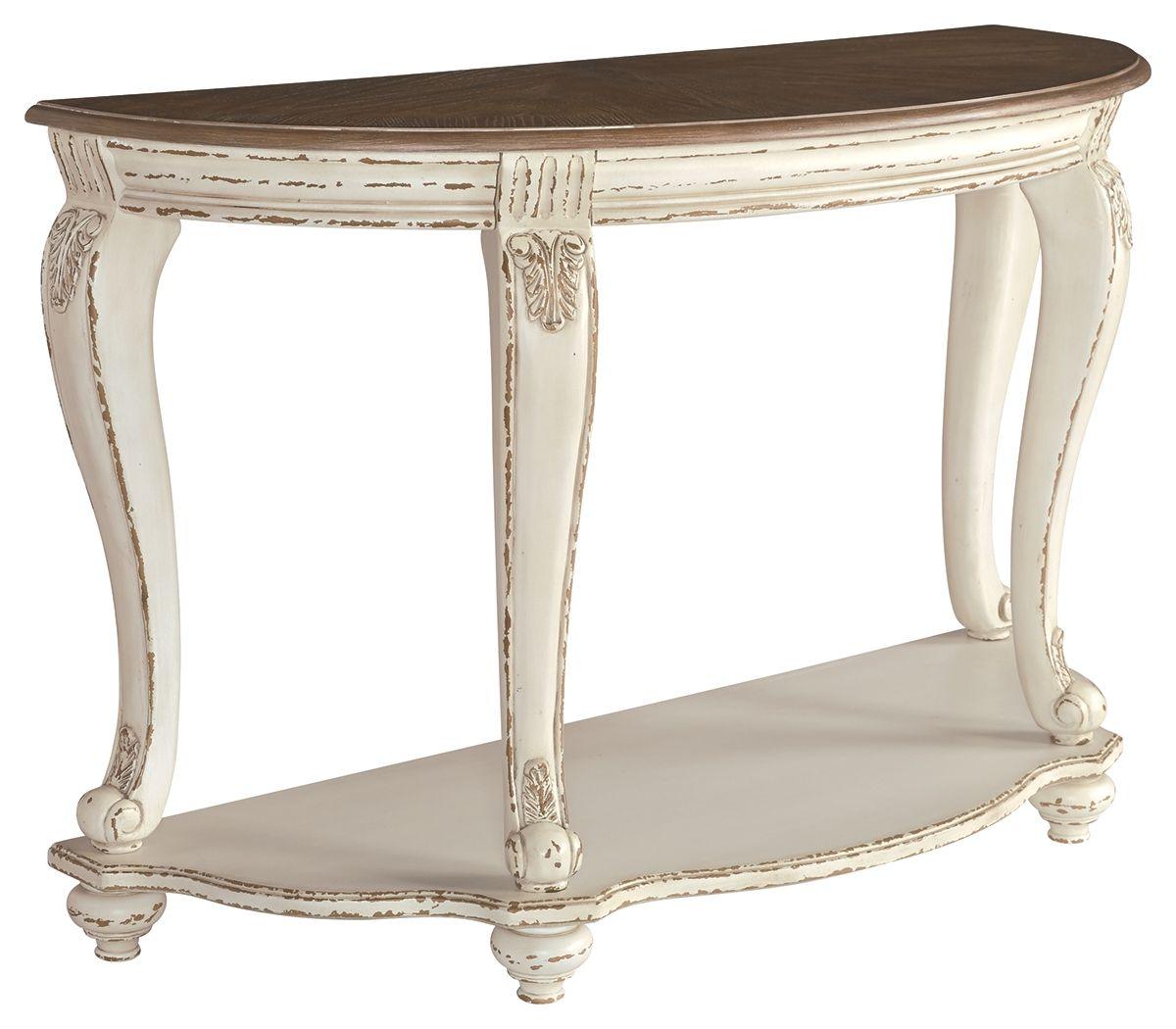 Ashley Furniture - Realyn - White / Brown - Sofa Table - 5th Avenue Furniture