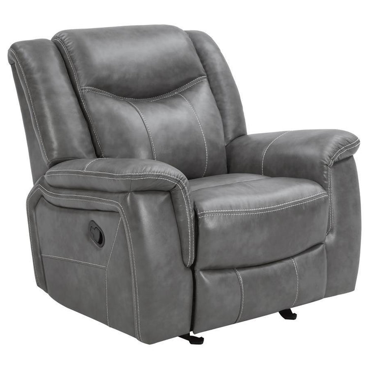 CoasterEveryday - Conrad - Upholstered Motion Glider Recliner - Gray - 5th Avenue Furniture