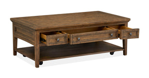 Magnussen Furniture - Bay Creek - Rectangular Cocktail Table With Casters - Toasted Nutmeg - 5th Avenue Furniture