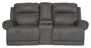 Ashley Furniture - Austere - Gray - Dbl Rec Loveseat W/Console - 5th Avenue Furniture