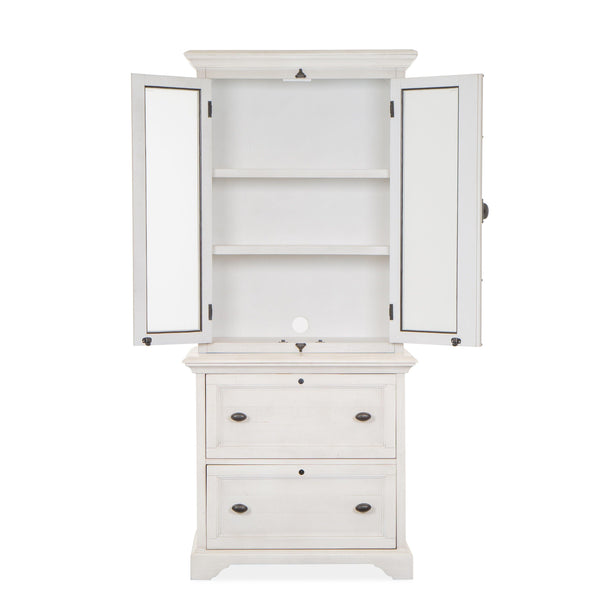 Magnussen Furniture - Bronwyn - Lateral File With Hutch - Alabaster - 5th Avenue Furniture