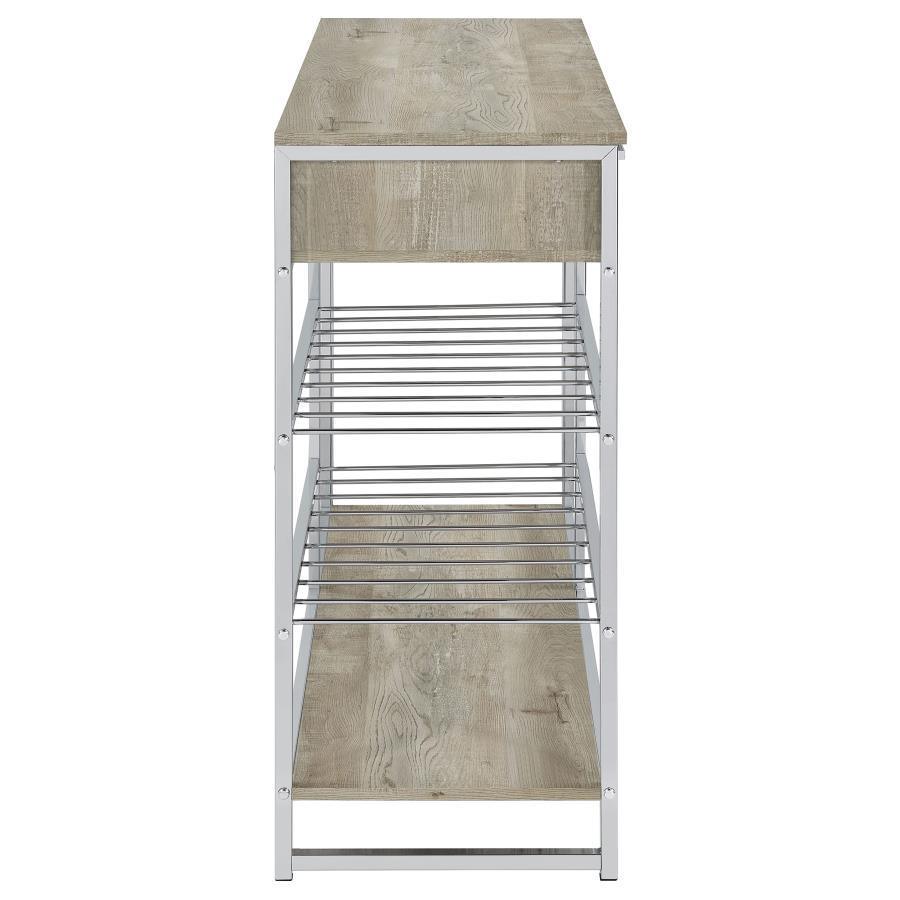 Coaster Fine Furniture - Melrose - Bar Cabinet - Gray Washed Oak And Chrome - 5th Avenue Furniture