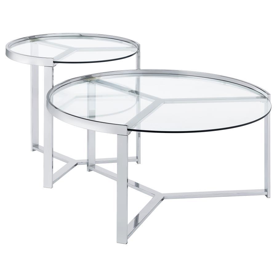 Delia - Round Glass Top Nesting Coffee Table